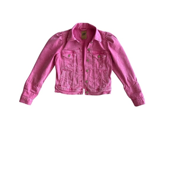GAP X BARBIE Adult Pink Puff Sleeve Icon Denim Jacket Size Xsmall - Picture 1 of 12